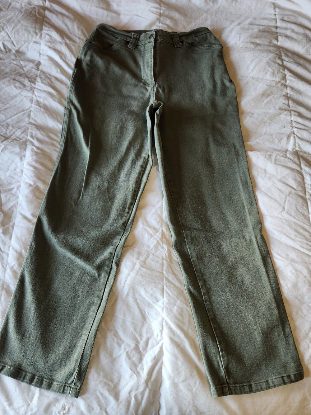 Olive Green Straight-Leg Pants
